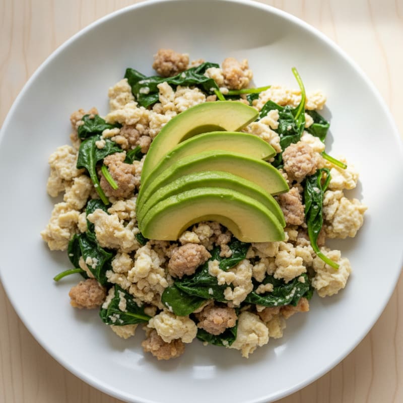 Egg White and Turkey Sausage Scramble with Spinach