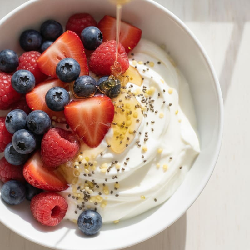 Creamy Greek Yogurt Bowl with Chia Seeds and Mixed Berries