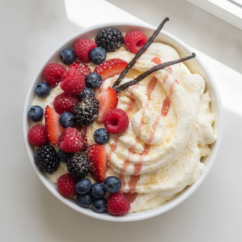 Greek Yogurt Protein Mousse with Mixed Berries