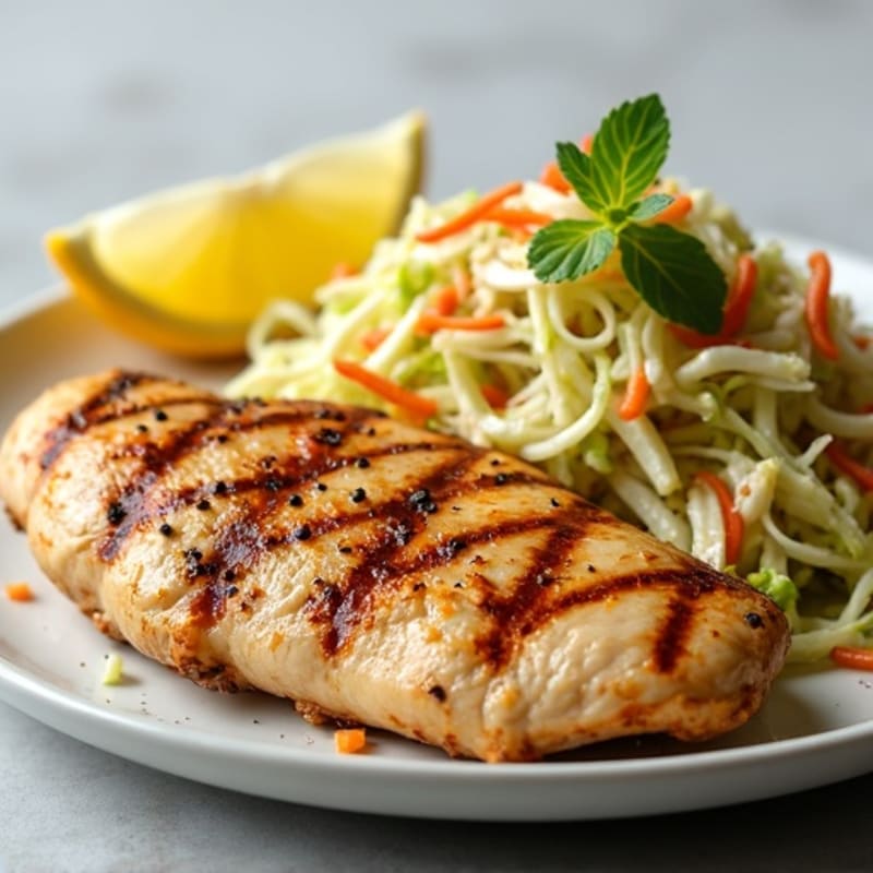 Grilled Chicken Breast with Crunchy Cabbage Slaw