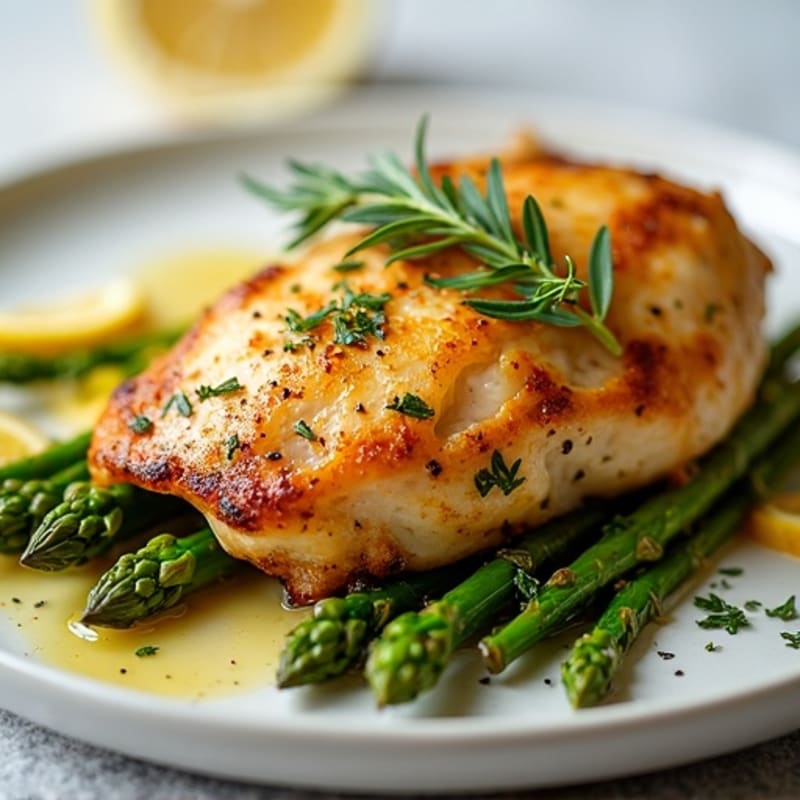 Lemon Herb Roasted Chicken with Crispy Asparagus