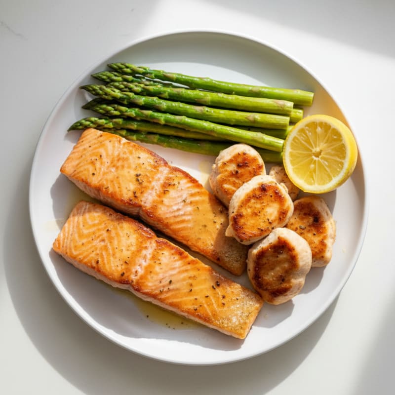 Seared Salmon with Steamed Asparagus