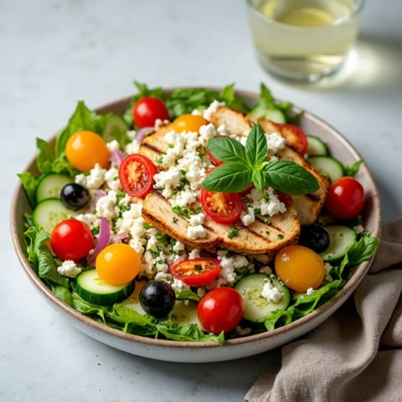 Fresh Mediterranean Chopped Salad with Herb-Marinated Feta