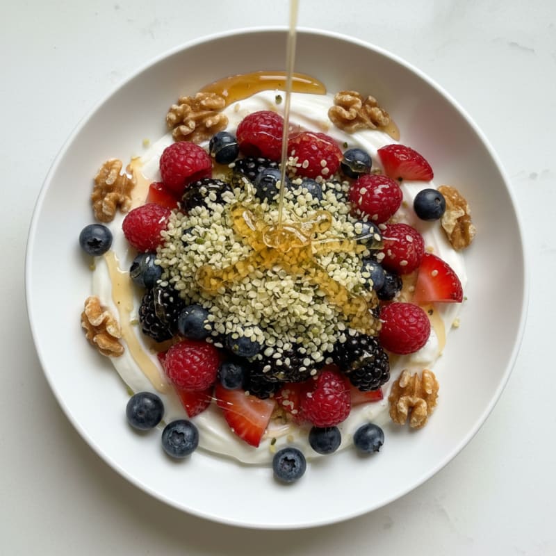 Creamy Greek Yogurt Bowl with Hemp Seeds and Mixed Berries
