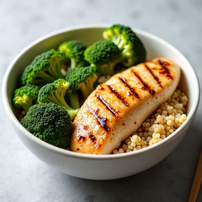 Grilled Chicken Breast with Roasted Broccoli and Quinoa