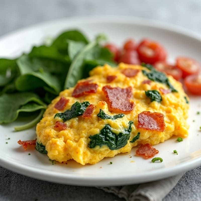 Egg White Scramble with Spinach and Turkey Bacon