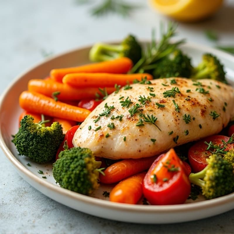 Lemon Herb Roasted Chicken with Crispy Roasted Vegetables