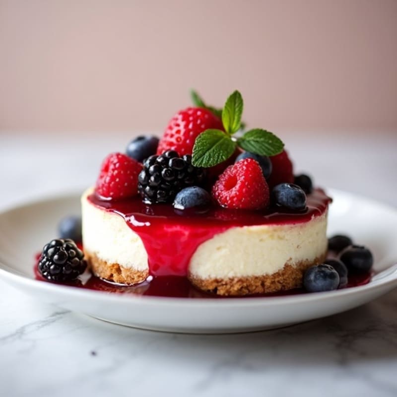 Protein-Packed Greek Yogurt Cheesecake with Berry Compote