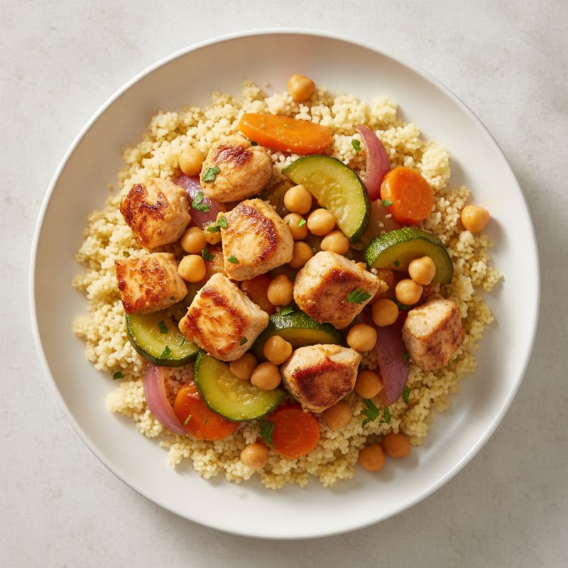 Moroccan Vegetable Couscous with Chickpeas and Chicken