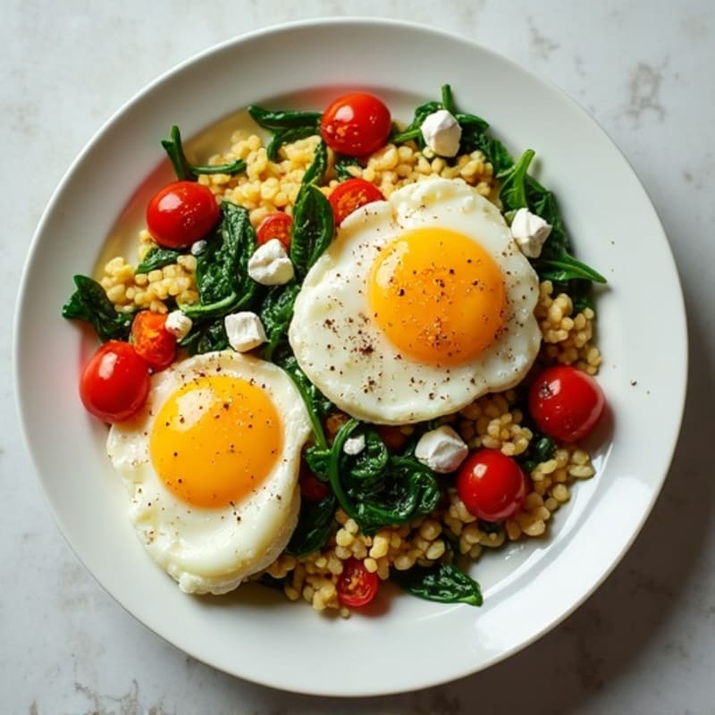 Fluffy Egg White Scramble with Fresh Spinach and Cherry Tomatoes
