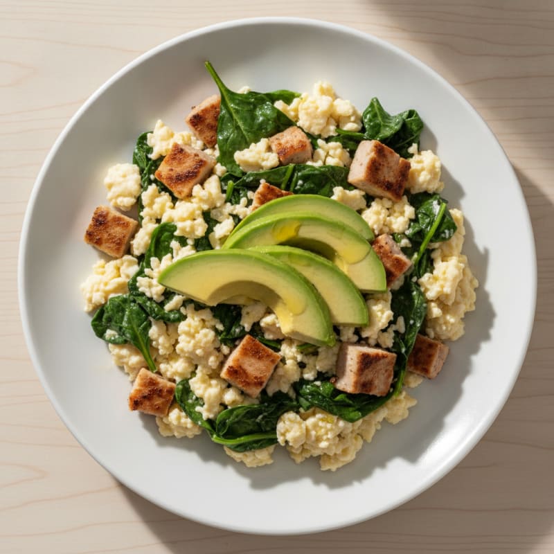 Egg White Scramble with Grilled Turkey and Spinach