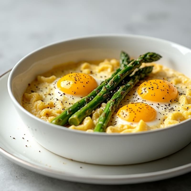 Creamy High-Protein Cottage Cheese Bake with Roasted Asparagus