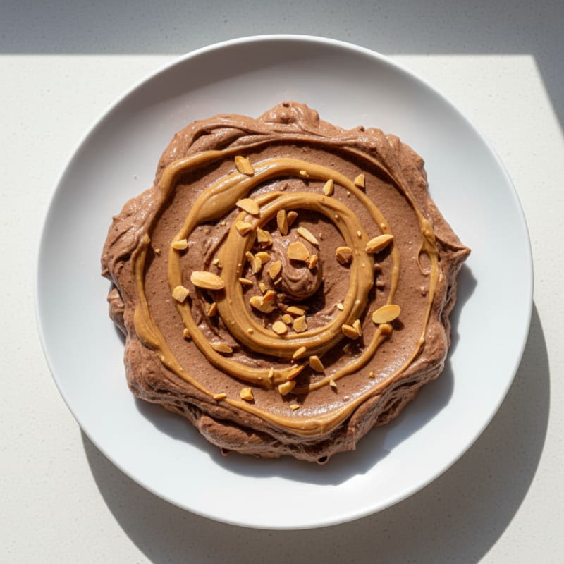 Chocolate Protein Mousse with Almond Butter Swirl