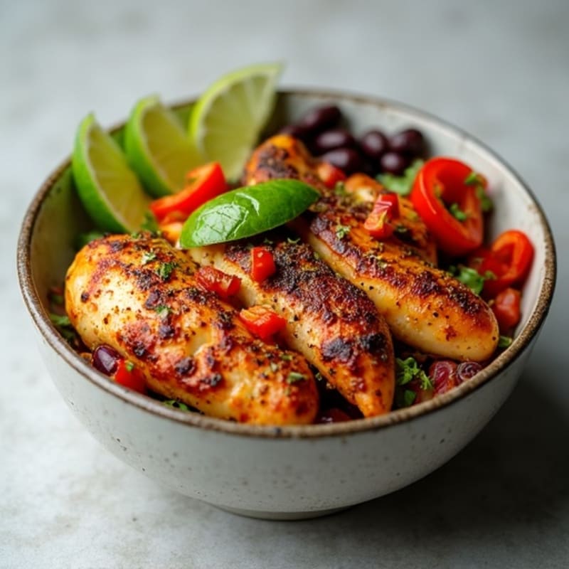 Spicy Lime Chicken Fajita Bowl with Black Beans