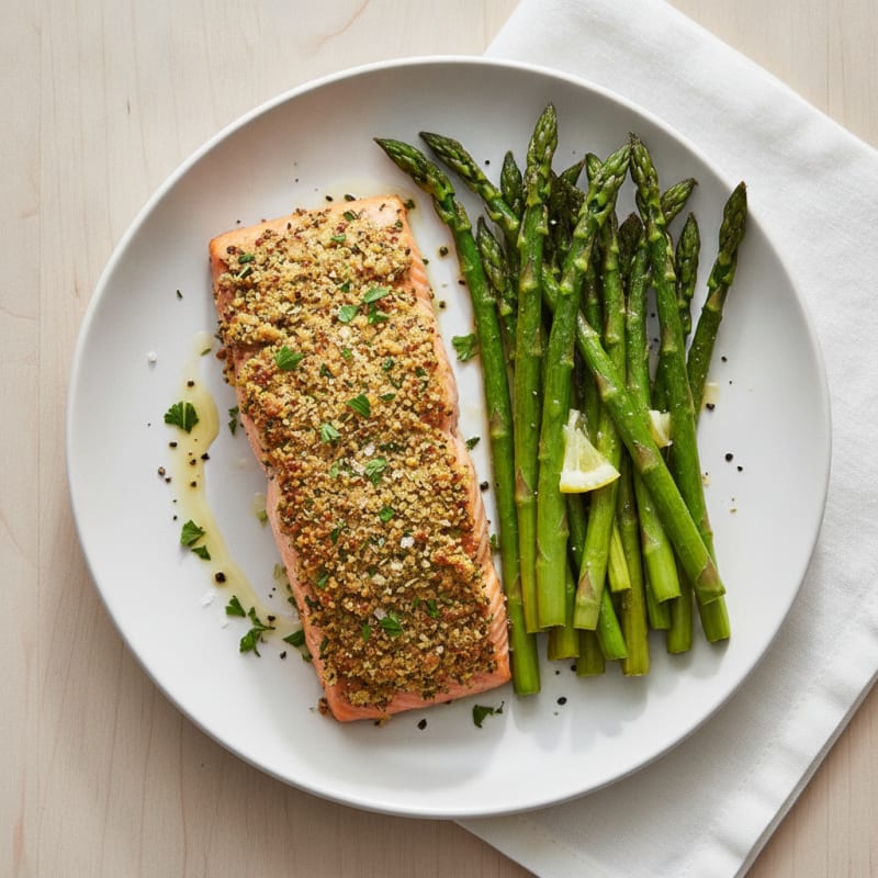 Herb-Crusted Salmon with Roasted Asparagus