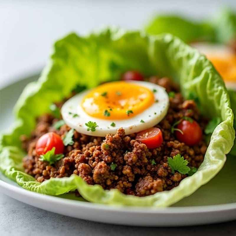 Lean Spiced Ground Beef with Fresh Pico and Crispy Lettuce Wraps