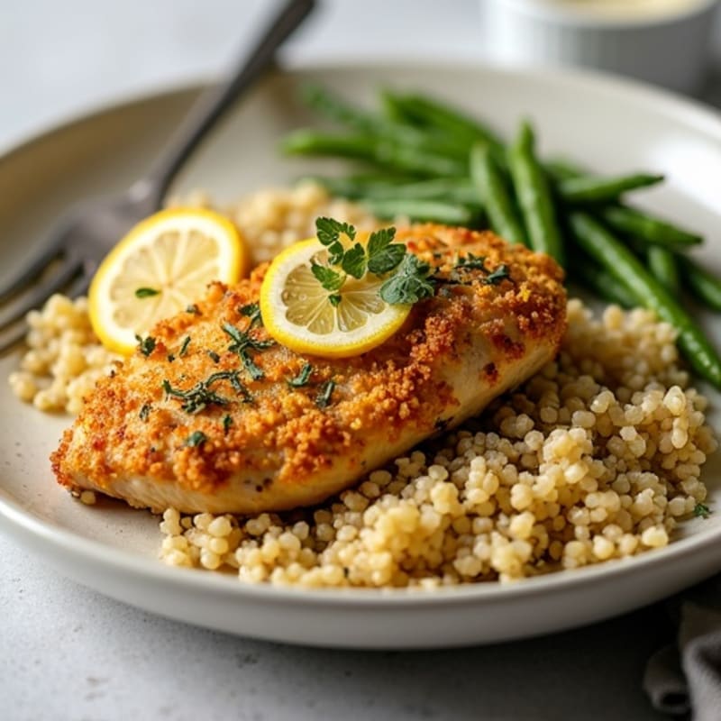 Herb-Crusted Baked Chicken Breast with Quinoa