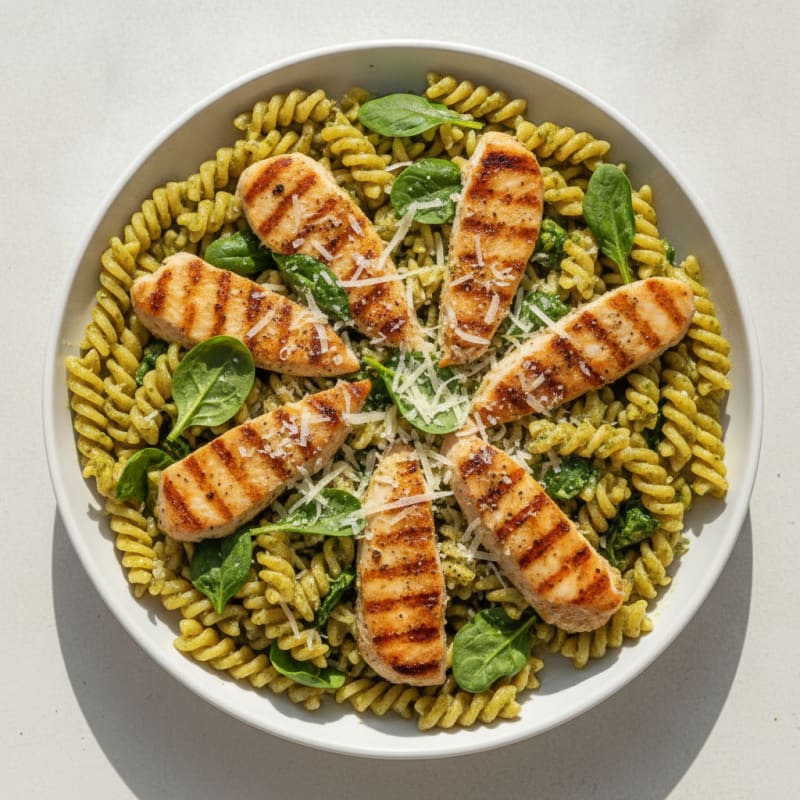 High-Protein Chicken Pesto Pasta