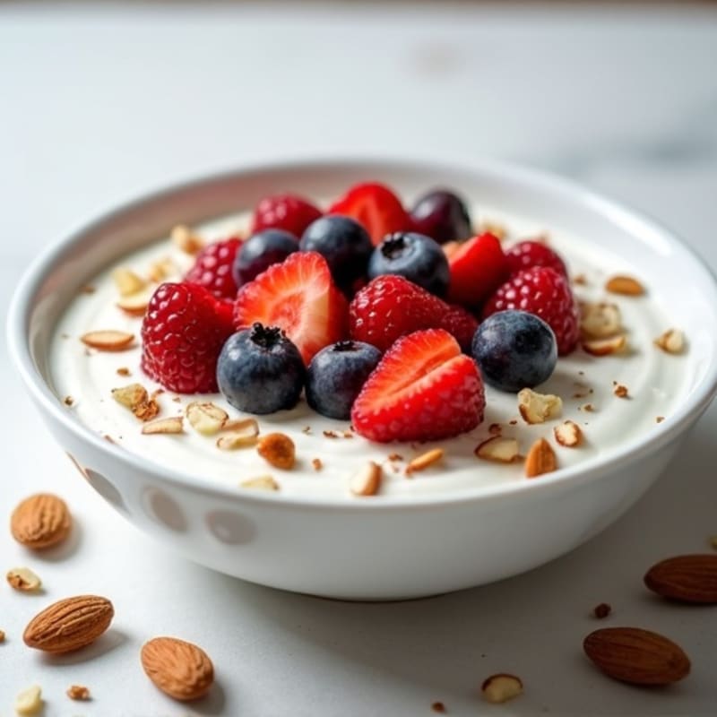 Creamy Greek Yogurt with Fresh Berries and Crunchy Almonds