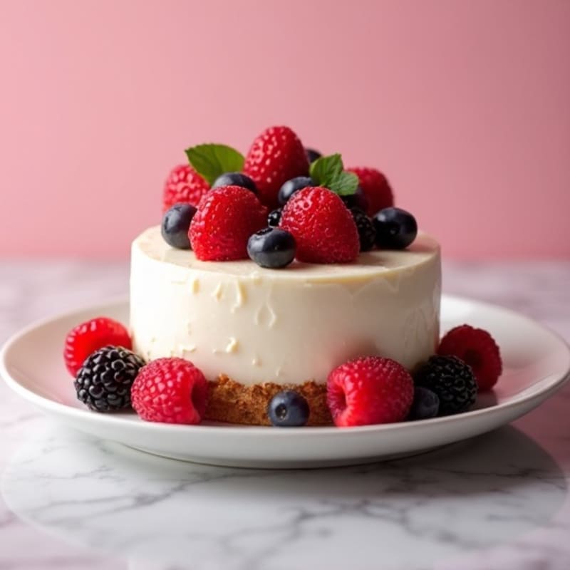 Silky Protein Cheesecake with Fresh Berries