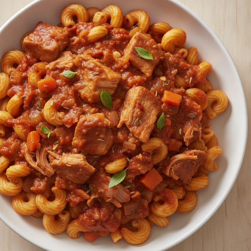 Slow-Cooked Pork Ragu with Protein Pasta