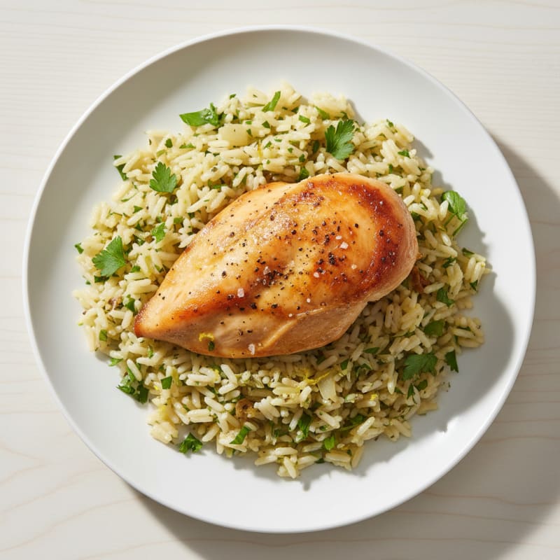 Lemon Herb Rice Pilaf with Roasted Chicken