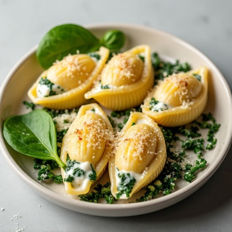 Baked Creamy Spinach Ricotta Shells