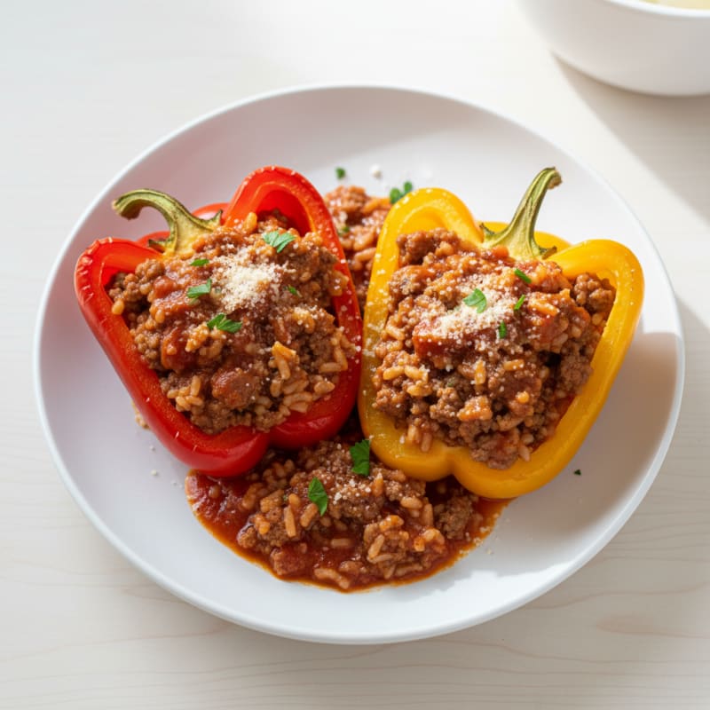 Beef and Rice Stuffed Bell Peppers