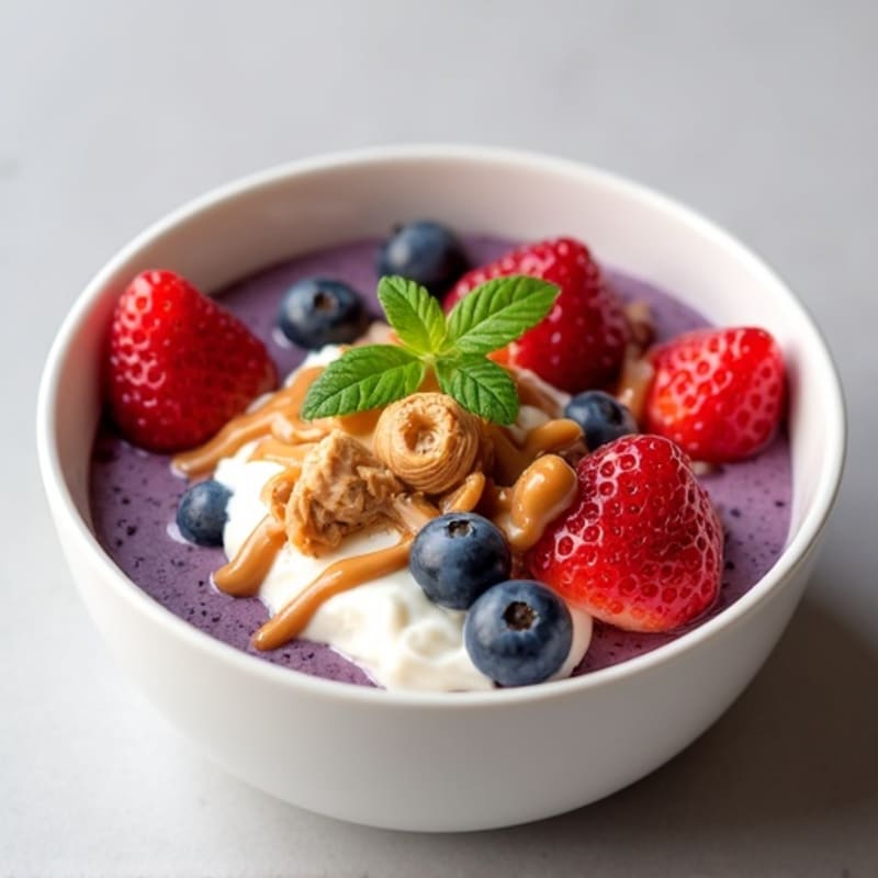 Greek Yogurt Protein Bowl with Mixed Berries and Almond Butter