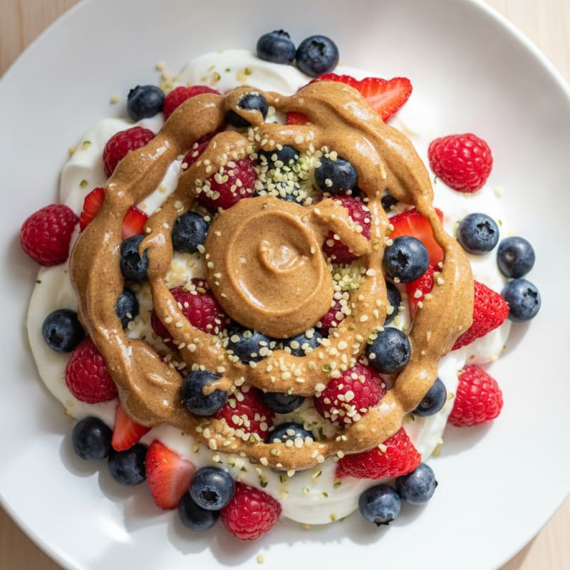 Greek Yogurt Parfait with Mixed Berries and Almond Butter