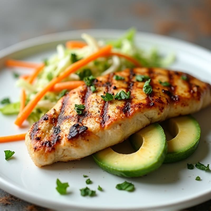 Grilled Chicken Breast with Crunchy Cabbage Slaw