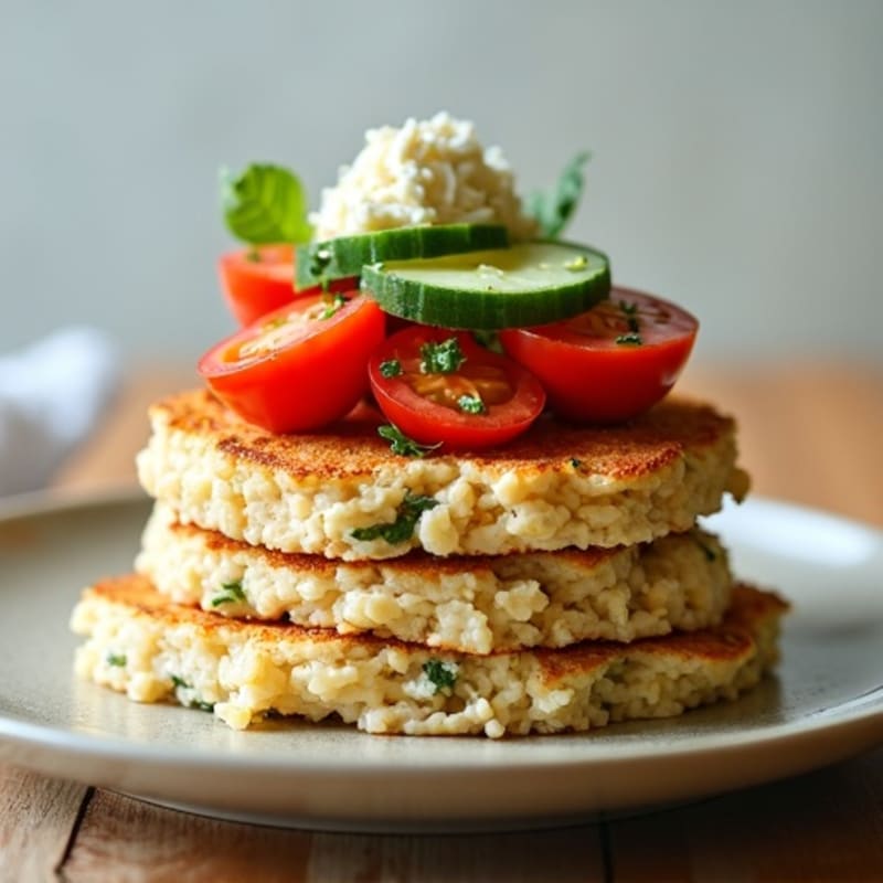 Protein-Packed Mediterranean Rice Cake Stack