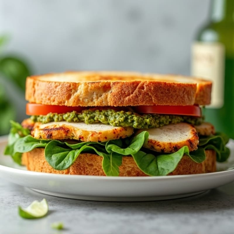 Grilled Chicken Pesto Sandwich with Fresh Greens