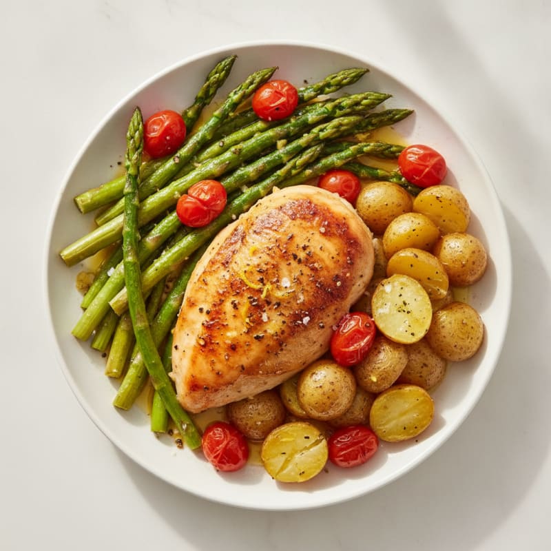 Lemon Herb Roasted Chicken with Asparagus