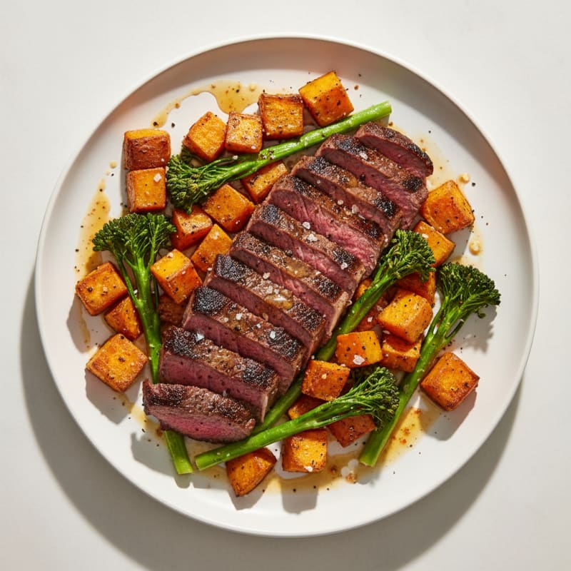 Charred Steak with Caramelized Sweet Potatoes