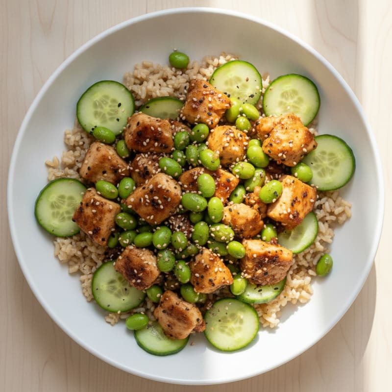 Garlic-Sesame Edamame Snack Bowl