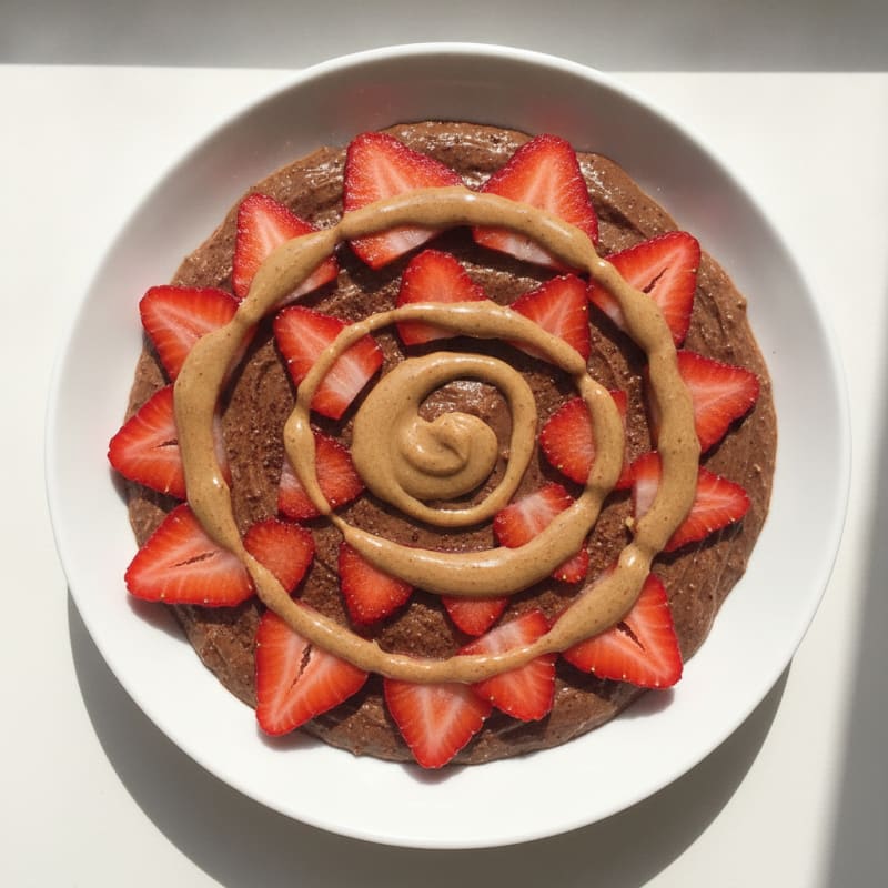 Silky Chocolate Protein Pudding with Sliced Strawberries