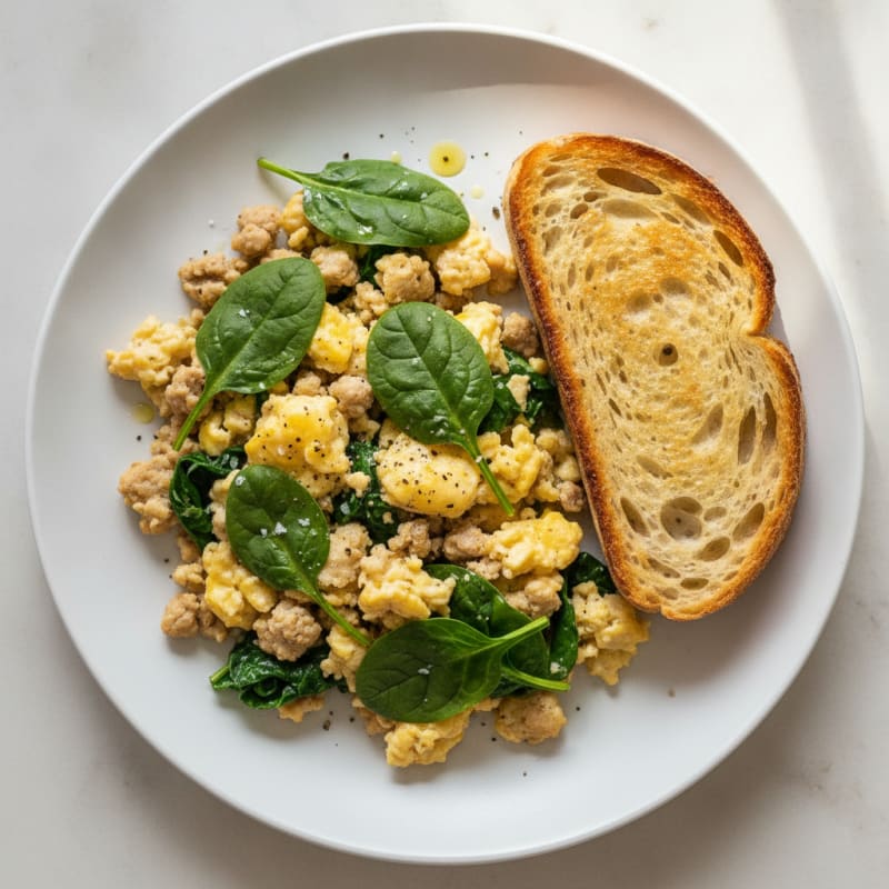 Turkey and Egg Scramble with Sourdough Toast