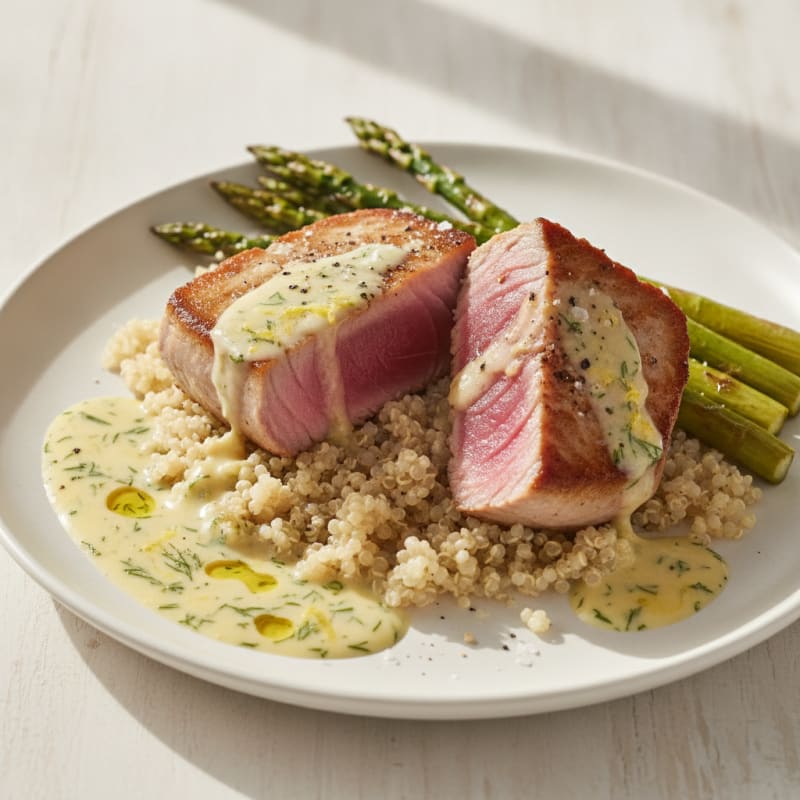 Pan-Seared Tuna with Lemon-Dill Sauce