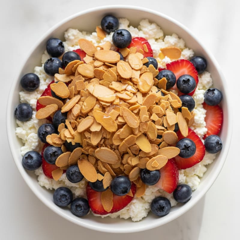 Cottage Cheese Berry Parfait with Almond Crunch