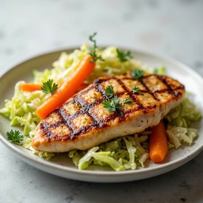 Grilled Chicken Breast with Crunchy Cabbage Slaw