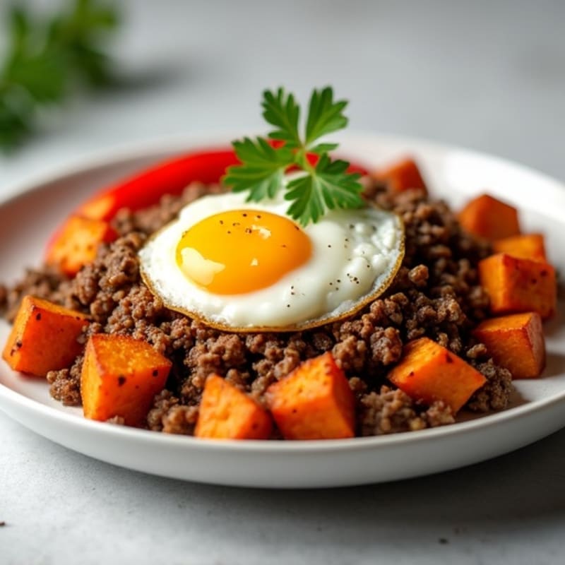 Crispy Sweet Potato and Ground Beef Hash