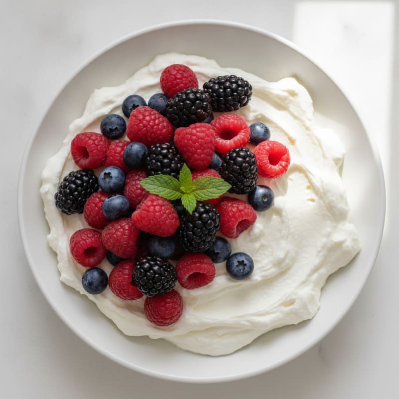 Greek Yogurt Protein Mousse with Mixed Berries