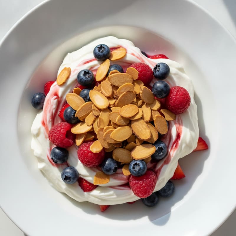 Creamy Greek Yogurt Protein Parfait with Mixed Berries and Almonds