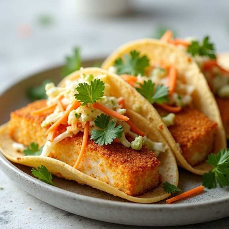 Crispy Baked Fish Tacos with Lime Slaw