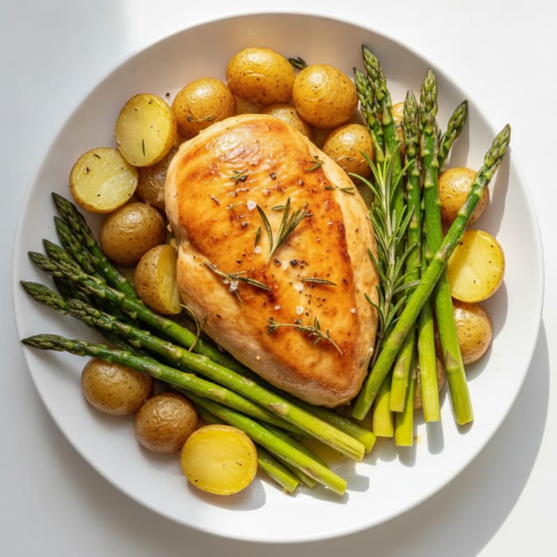 Lemon Herb Roasted Chicken with Asparagus