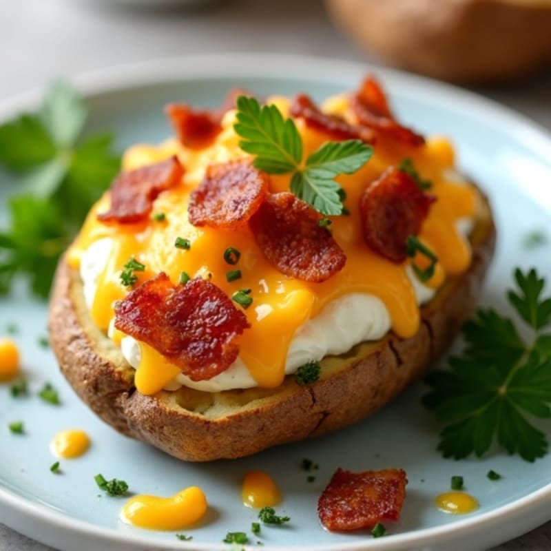 Crispy Baked Potatoes with Lean Bacon and Cheesy Herb Filling