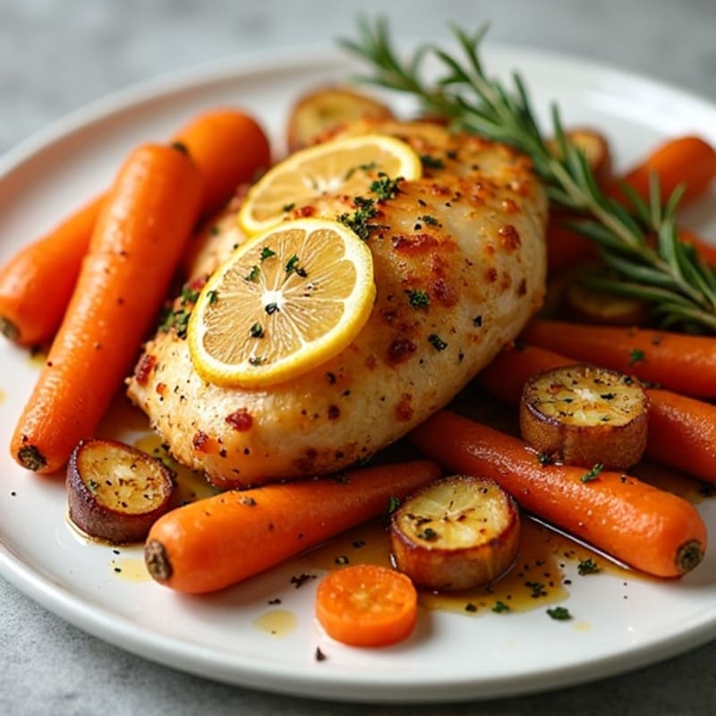 Crispy Lemon Herb Roasted Chicken with Roasted Root Vegetables