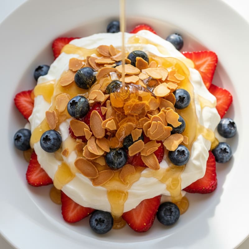 Greek Yogurt Parfait with Honey, Berries, and Toasted Almonds