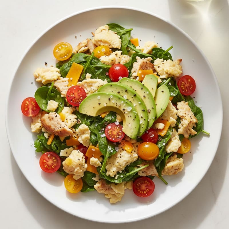 Turkey and Greens Protein Scramble with Avocado